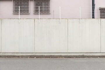 street wall background ,Industrial background, empty grunge urban street with warehouse brick wall