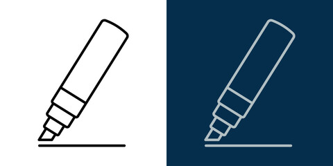 Outline marker icon. Marker writes. Text editing icon. Editable Stroke. Flat style