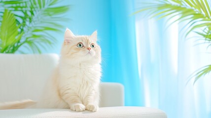 Cat in a home-working atmosphere. Generative AI