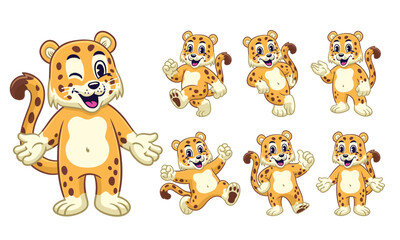 Cartoon Character Set of Happy Leopard © bazzier