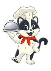 Cheerful Cat Chef Mascot Character
