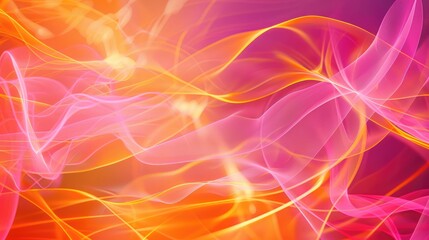 Obraz premium A vibrant background with intersecting energy light lines in bright pink and orange. The lines flow dynamically, creating a sense of excitement and movement.