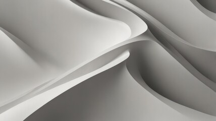 Minimalist White Abstract Wavy Backdrop with Gentle Curves and Shadows.