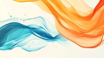 Vibrant Abstract Background with Flowing Ribbons of Orange and Blue Hues
