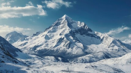 Fototapeta premium Majestic White Snowy Mountain Landscape with Blue Sky.