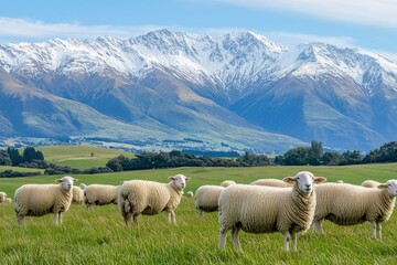 Fototapeta premium sheep along the mountain range