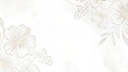 Elegant floral background with soft line art and copy space