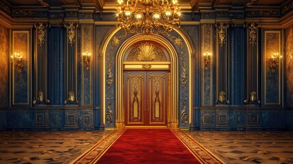 Obraz premium Elegant Grand Entrance with Opulent Decor and Rich Color Palette