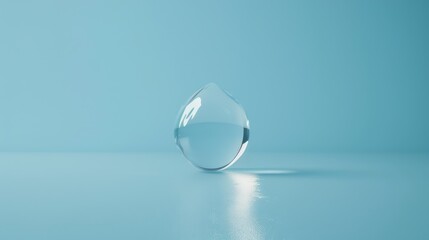 a water drop isolated on blue background.