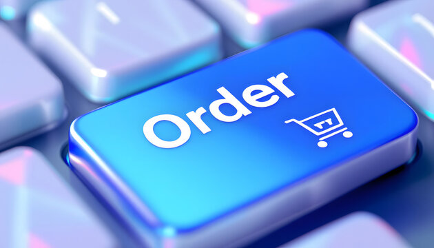 Order Key on Computer Keyboard, Online Order Button Close-up, E-commerce Purchase Concept, Order Key
