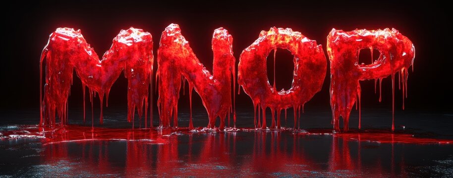Bloody Dripping Letters MNOP Font for Halloween Horror Text Design