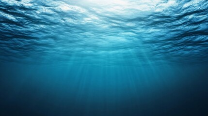 Vast Underwater Seascape with Gentle Waves and Soft Sunlight in the Distance