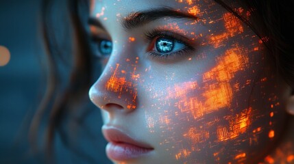 Futuristic Portrait of Cyberpunk Humanity and AI Innovation in Business Processes