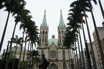 Catedral da Se de São Paulo or São Paulo Metropolitan Cathedral in Sao Paulo, Brazil -...