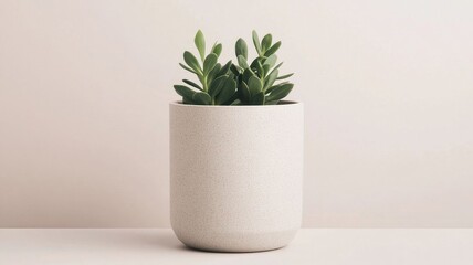 Fototapeta premium Minimalist plant pot with succulent greenery, perfect for home decor
