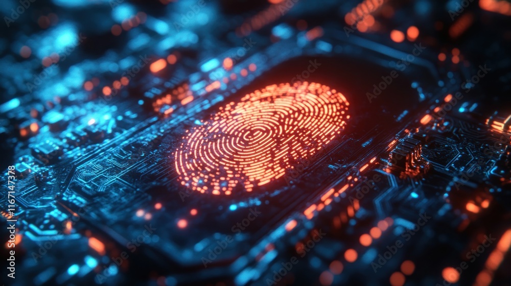 Poster digital fingerprint scanner enhances cybersecurity and transaction security for confidential busines