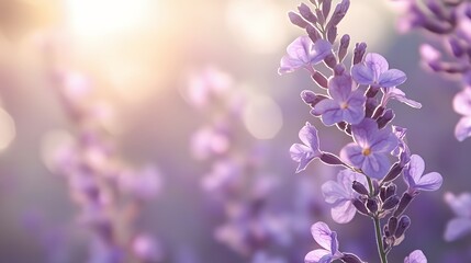 Delicate Purple Flowers Basking In Soft Sunlight
