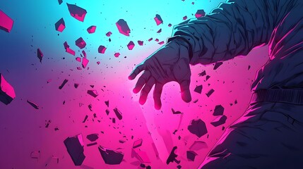 Obraz premium Explosive Glowing Surreal Digital Art with Dynamic Fractal Effects