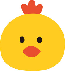Fototapeta premium Cute simple chick head flat vector. Isolated Easter chick face icon. farm animal. Transparent background. 