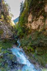 Obraz premium Dramatic Alpine Gorge: Hiking the Wolfsklamm