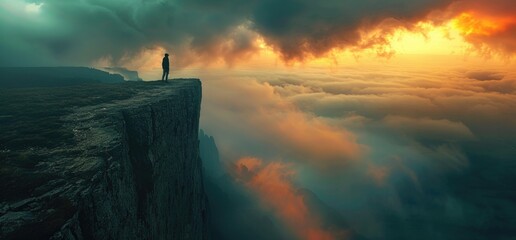 Person standing on top of cliff