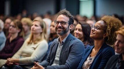 Man smiling in front of audience