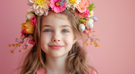 Little girl wearing flower crown