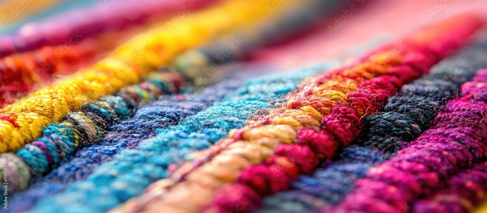 Poster vibrant macro detail of intricate carpet fibers displaying rich colors and patterns in textile art c