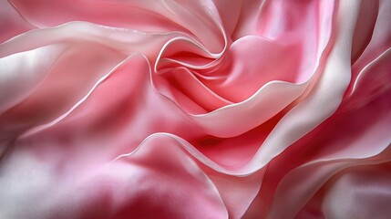 Fototapeta premium Soft pink satin fabric draped elegantly creating a luxurious and romantic background perfect for floral arrangements or decorative themes