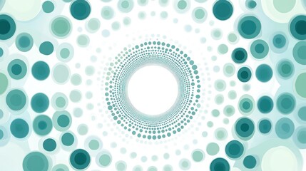 Fototapeta premium Abstract teal and green circles swirling into a white center.