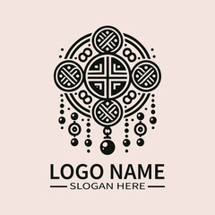 Fototapeta premium Chinese Accessories Logo Design, Oriental Accessories Logo, Asian Fashion Logo, Traditional Chinese Logo, Jewelry Logo