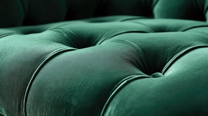 Elegant emerald green velvet sofa detail showcasing plush tufted design and luxurious fabric texture for premium interior decor inspiration
