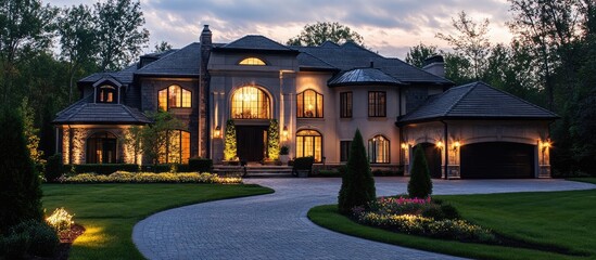 Elegant luxury mansion with sophisticated architecture and modern amenities set in lush surroundings for upscale living experience