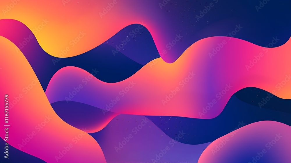 Poster Abstract Colorful Waves Flowing Design