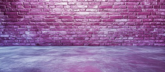 Obraz premium Magenta brick wall with textured concrete floor suitable for contemporary interior design and artistic background applications