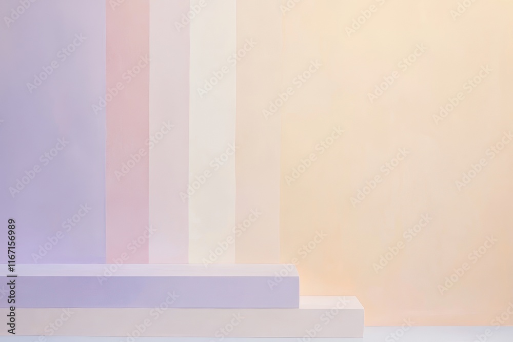 Poster subtle gradient layers harmonizing in pastel shades create a serene minimalist display in a tranquil