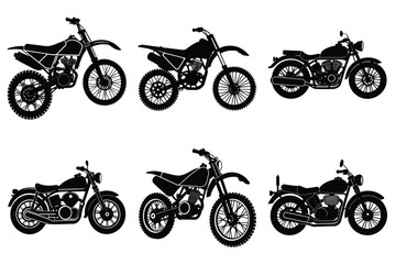Set of vintage motorcycle silhouette, Retro bike collection vector illustration