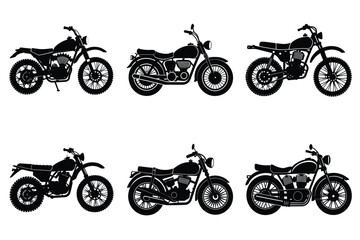 Obraz premium Set of vintage motorcycle silhouette, Retro bike collection vector illustration