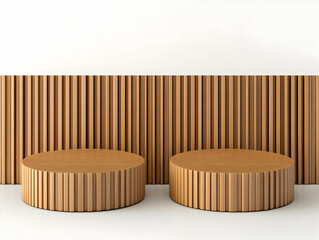 Wooden Cylinder Display, 3D Render