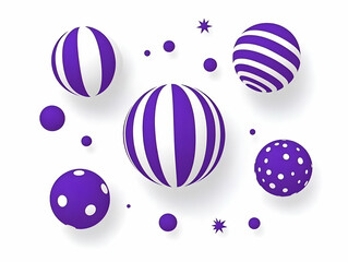 Purple and White Striped Sphere 3D Illustration