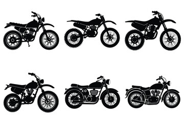 Obraz premium Set of vintage motorcycle silhouette, Retro bike collection vector illustration