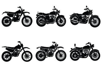 Set of vintage motorcycle silhouette, Retro bike collection vector illustration