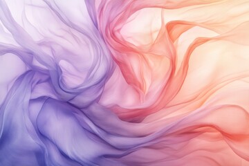 Obraz premium Flowing silk fabric in shades of purple, pink, and orange creates an elegant and vibrant abstract background design. Generative AI