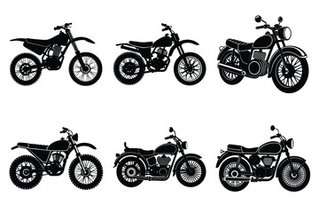 Set of vintage motorcycle silhouette, Retro bike collection vector illustration
