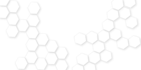 Abstract white hexagon background, geometric mesh cell texture, Seamless pattern with hexagon. 3d Futuristic abstract honeycomb mosaic white background.