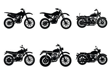 Obraz premium Set of vintage motorcycle silhouette, Retro bike collection vector illustration