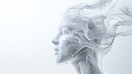 Ethereal Smoke Figure: A Reflection on Transient Thoughts and Emotions in 3D Rendered Artwork