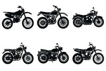 Obraz premium Set of vintage motorcycle silhouette, Retro bike collection vector illustration