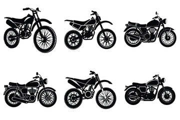 Obraz premium Set of vintage motorcycle silhouette, Retro bike collection vector illustration