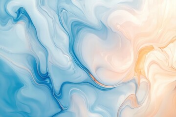 Obraz premium Swirling blue and orange abstract pattern flows seamlessly across a smooth surface creating a calming visual experience. Generative AI